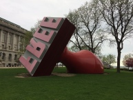 "FREE" stamp sculpture next to city hall.
